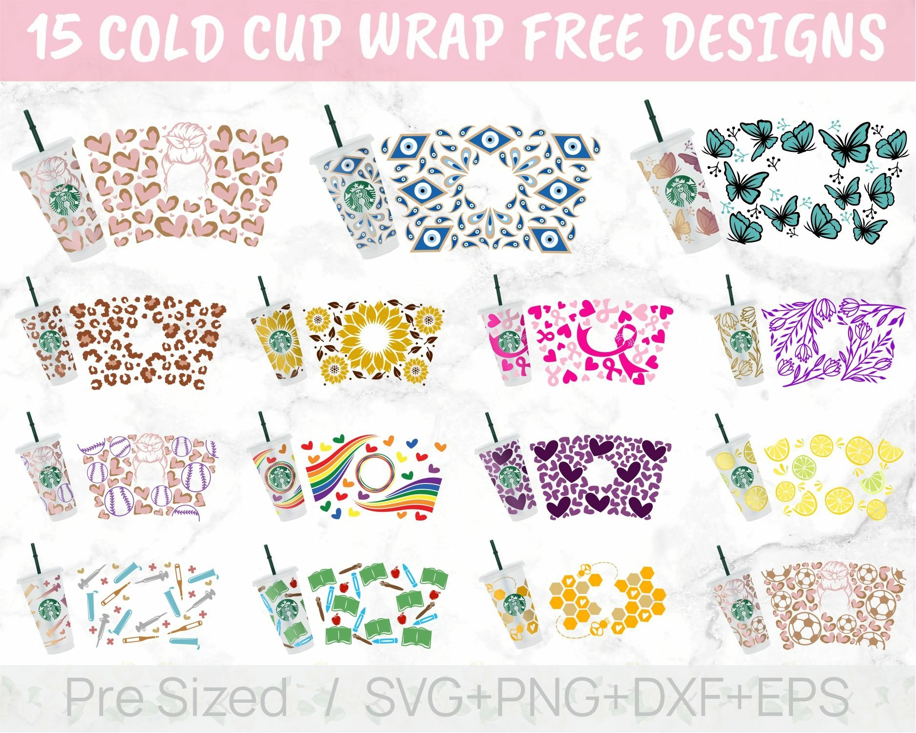 24oz Christmas Starbucks Cold Cup Svg Bundle, Snowflake 2