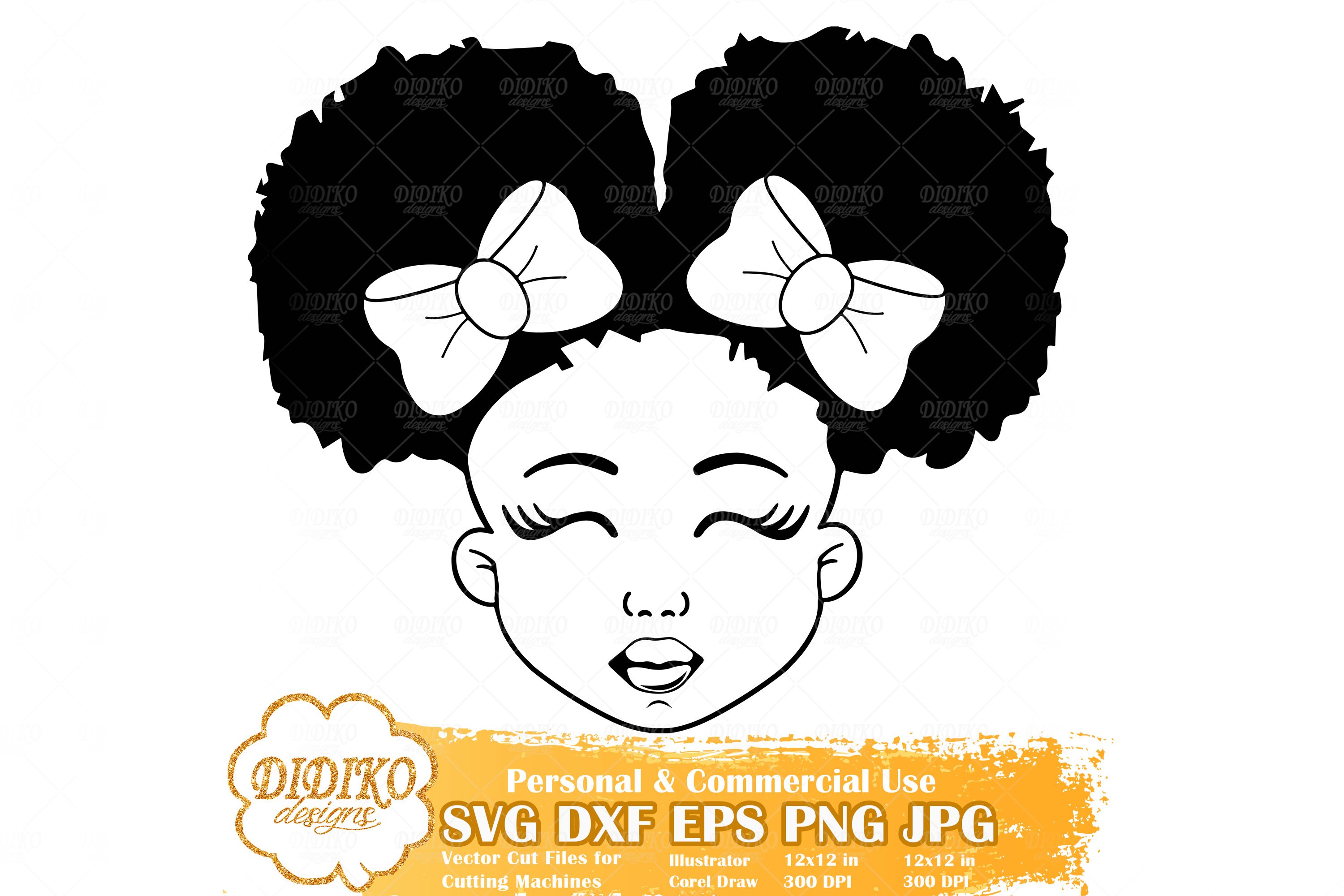 Black Girl Bundle SVG | Afro Girl with Bow| Silhouette File 2
