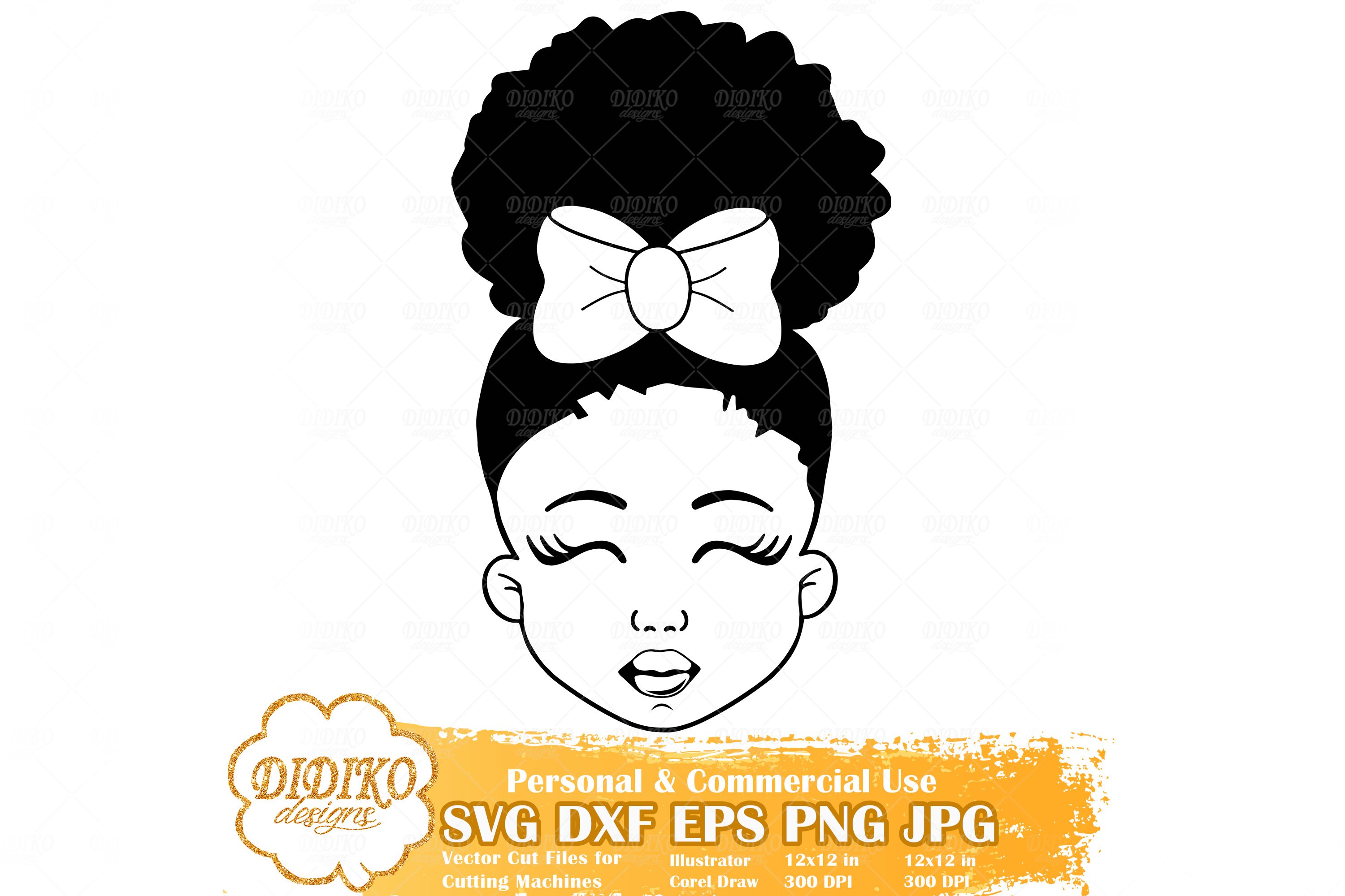 Black Girl Bundle SVG | Afro Girl with Bow| Silhouette File 3