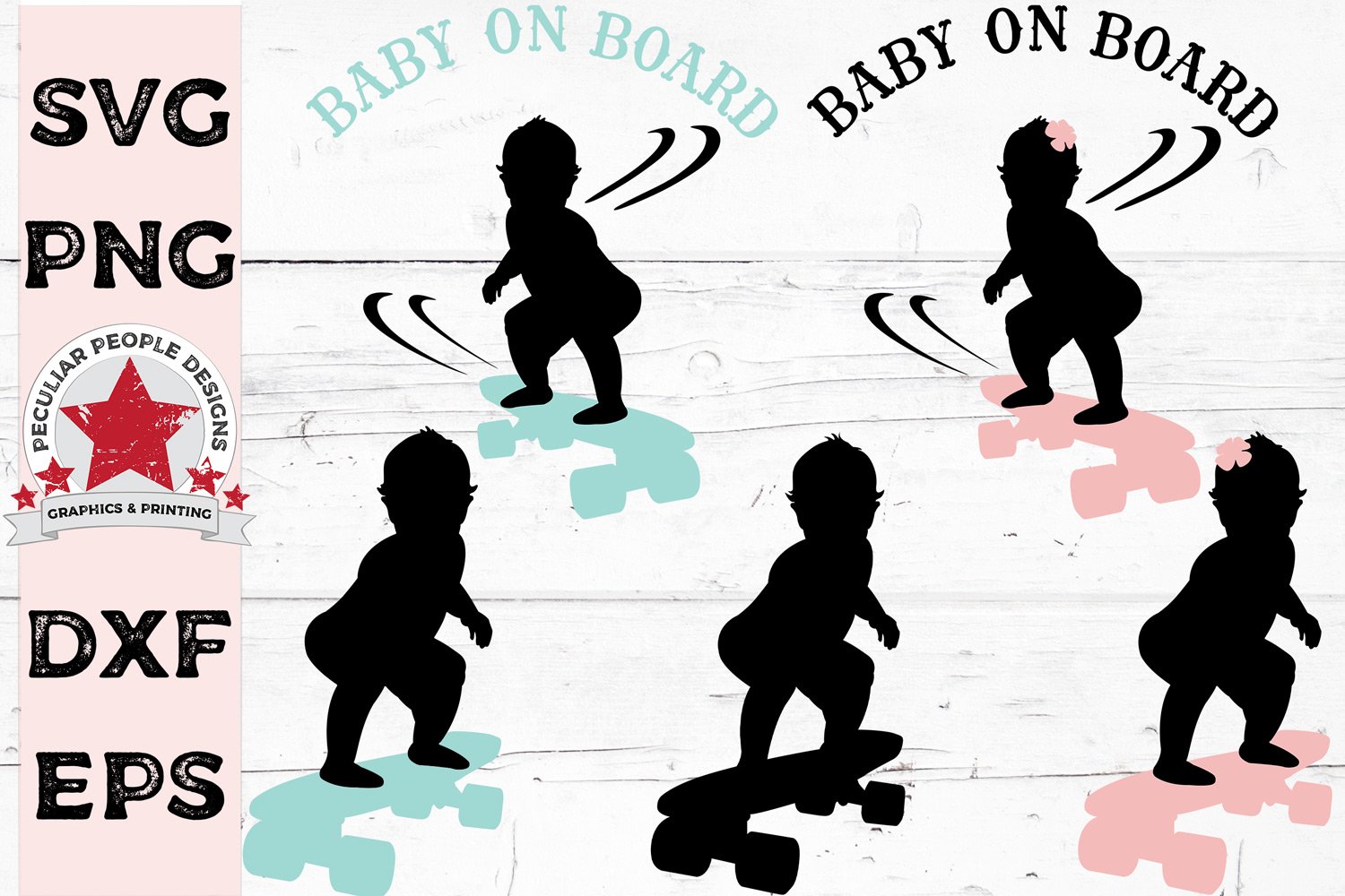 Big Bundle Baby On Board Surfer Skateboarder Snowboarder SVG 2