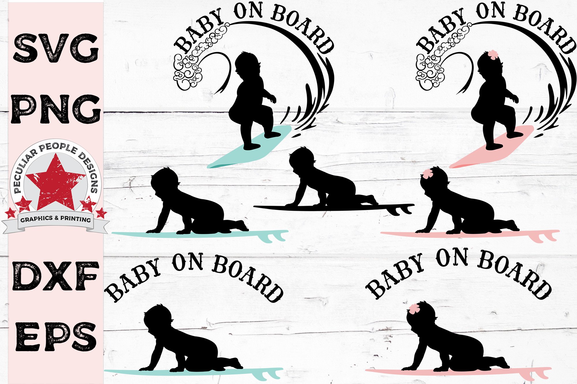 Big Bundle Baby On Board Surfer Skateboarder Snowboarder SVG 3