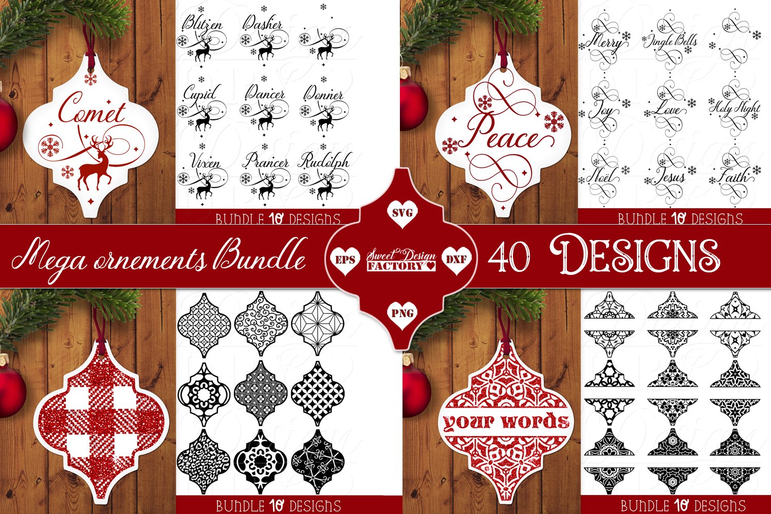 Christmas tile Ornament SVG Bundle