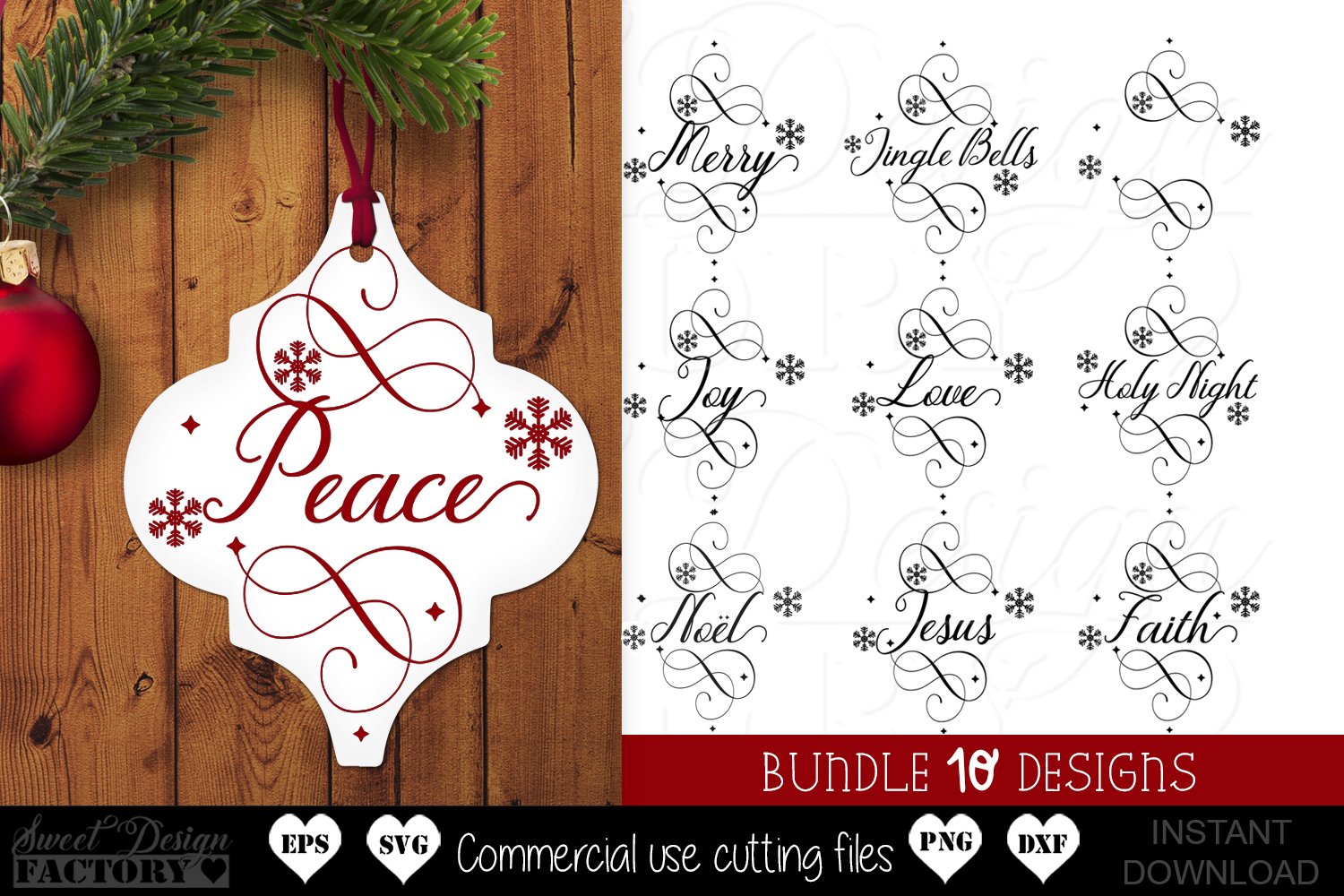 Christmas tile Ornament SVG Bundle 3