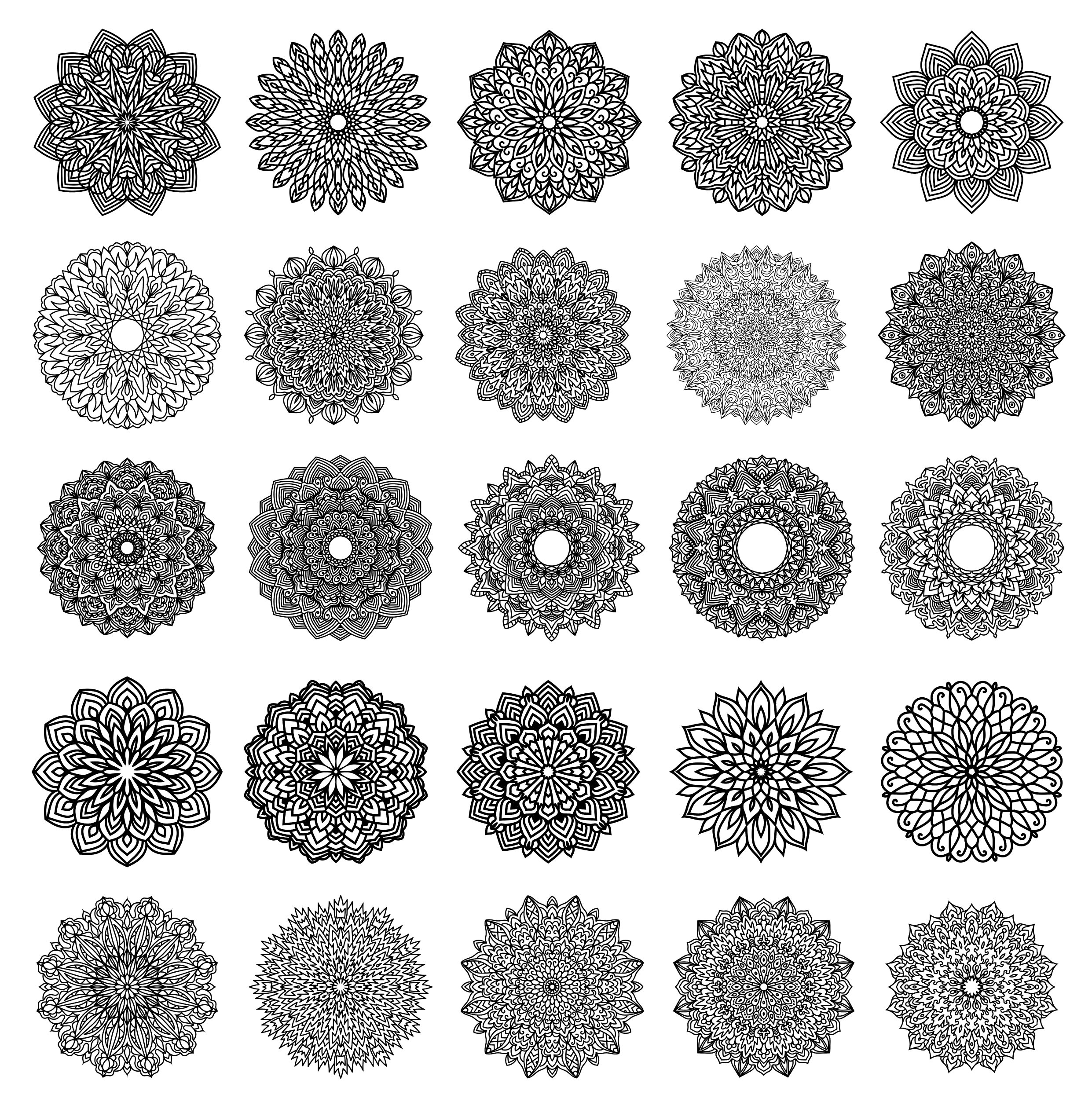 50 mandalas bundle SVG, JPG, DXF, EPS, PNG cut files 2