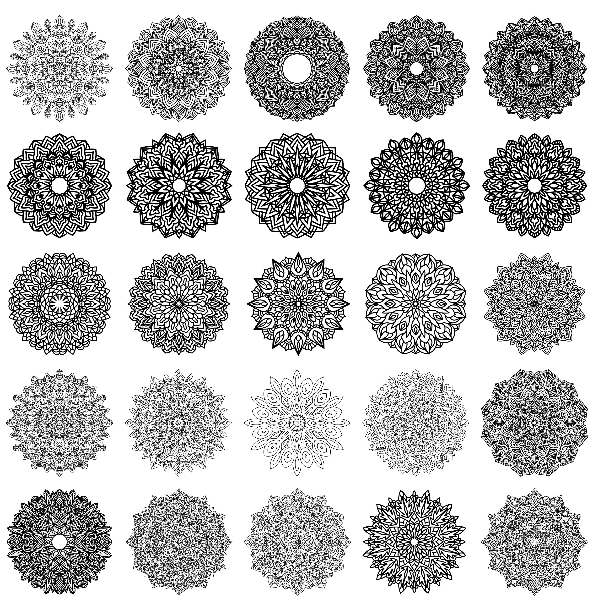 50 mandalas bundle SVG, JPG, DXF, EPS, PNG cut files 3
