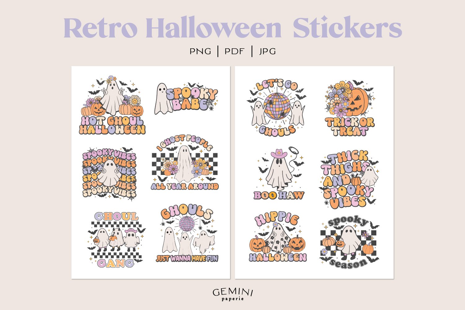 Retro Halloween Stickers | Halloween PNG Stickers 2