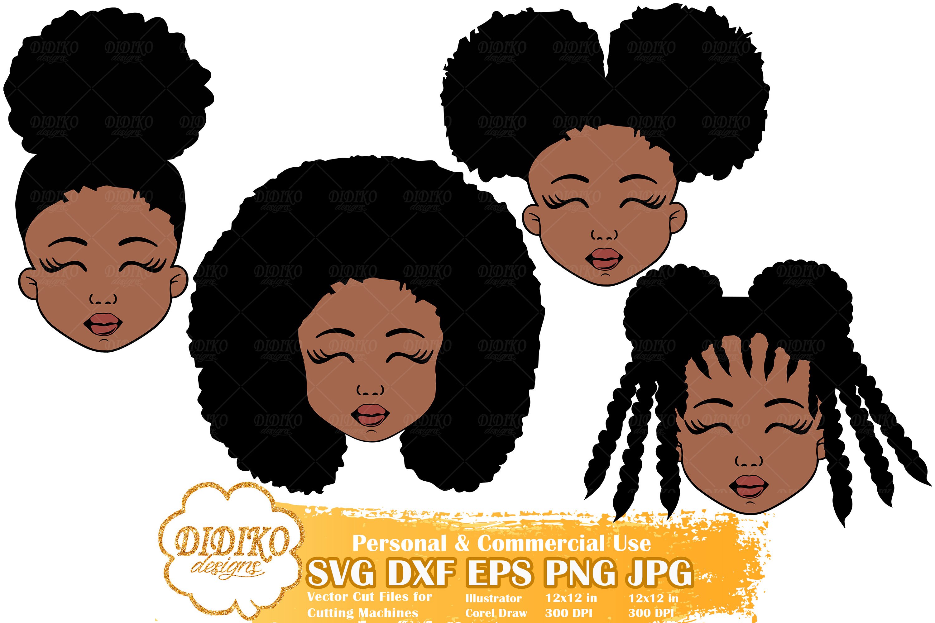 Black Girl Bundle SVG, Afro Girl Bundle SVG, Cute Black Girl