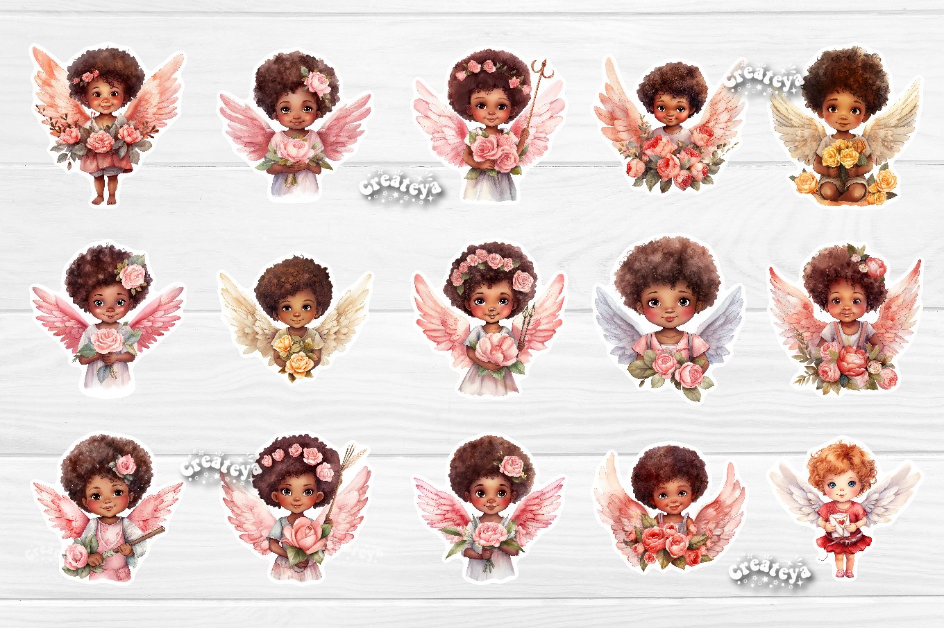 Valentine Stickers png Cute Printable Stickers Cupid Angel 3