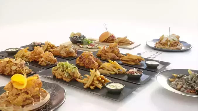 Fried chicken meal collection 3D model