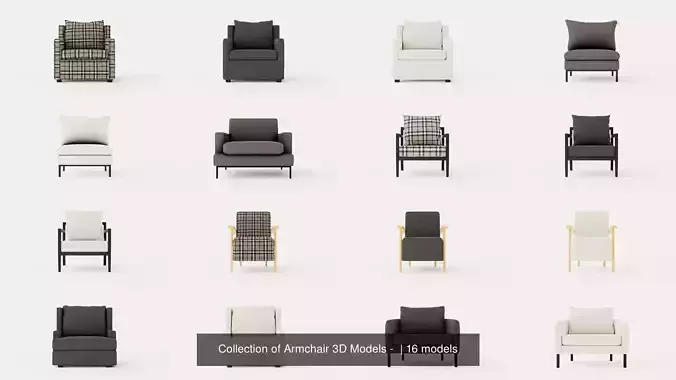 Collection of Armchair 3D Models -  3D Model Pack