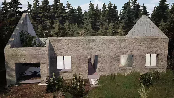 Abandoned Modular House  6 Interior Variants Realistic  Low-poly 3D model