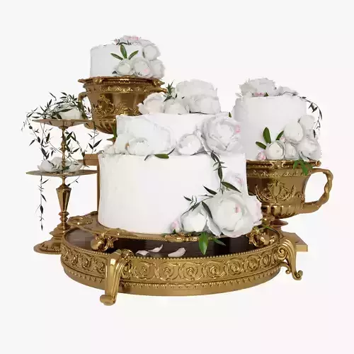 The Wedding cake with peonies 3D model