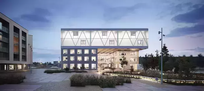Cortex Park exterior scene 3D model
