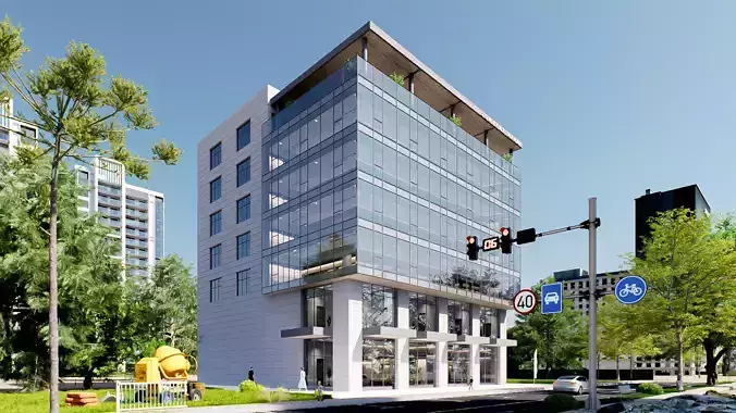office building Low-poly 3D model