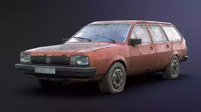 Volkswagen Passat Rusty Low-poly 3D model