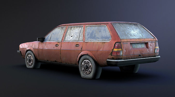 Volkswagen Passat Rusty Low-poly 3D model 2