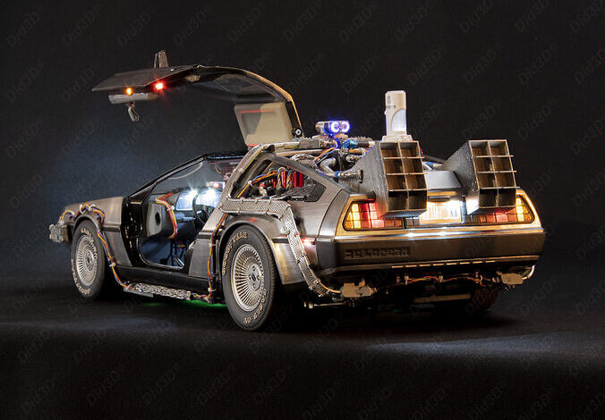 Flying DELOREAN V2 Animatronic 1-8 Scale 530mm 3D print model 2