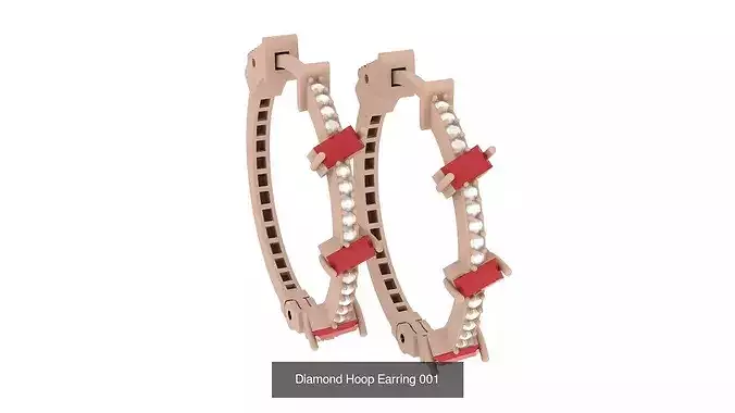 Hoop Earrings Set - Diamond Hoop Earrings - Multiple Sizes 13 3D Model Pack 2