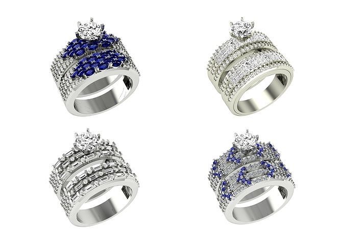 TWINZ Rings bulk Women Rings Double Rings lot 3D print model 2